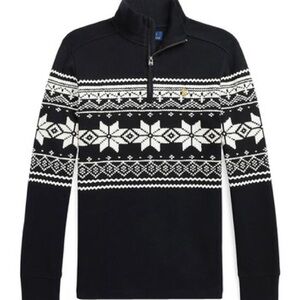 Boys Ralph Lauren Polo Pullover Sweater Fair Isle Double Knit 1/4 Zip 10/12